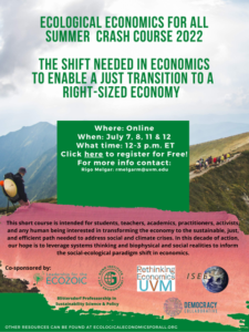Ecological Economics Crash Course Flyer